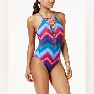 La Blanca Hidden Gem Tummy-Control Lace-Up One-Piece Swimsuit